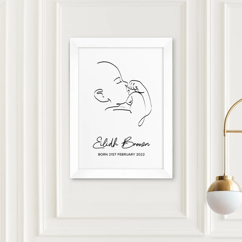 Personalised Personalised Line Art Relaxed Baby Print