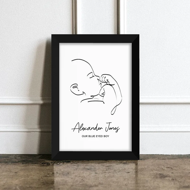Personalised Personalised Line Art Relaxed Baby Print