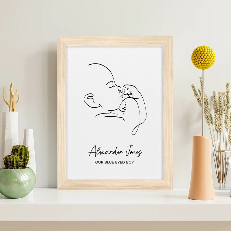 Personalised Personalised Line Art Relaxed Baby Print