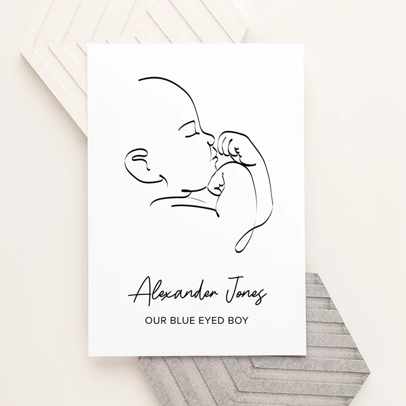 Personalised Personalised Line Art Relaxed Baby Print