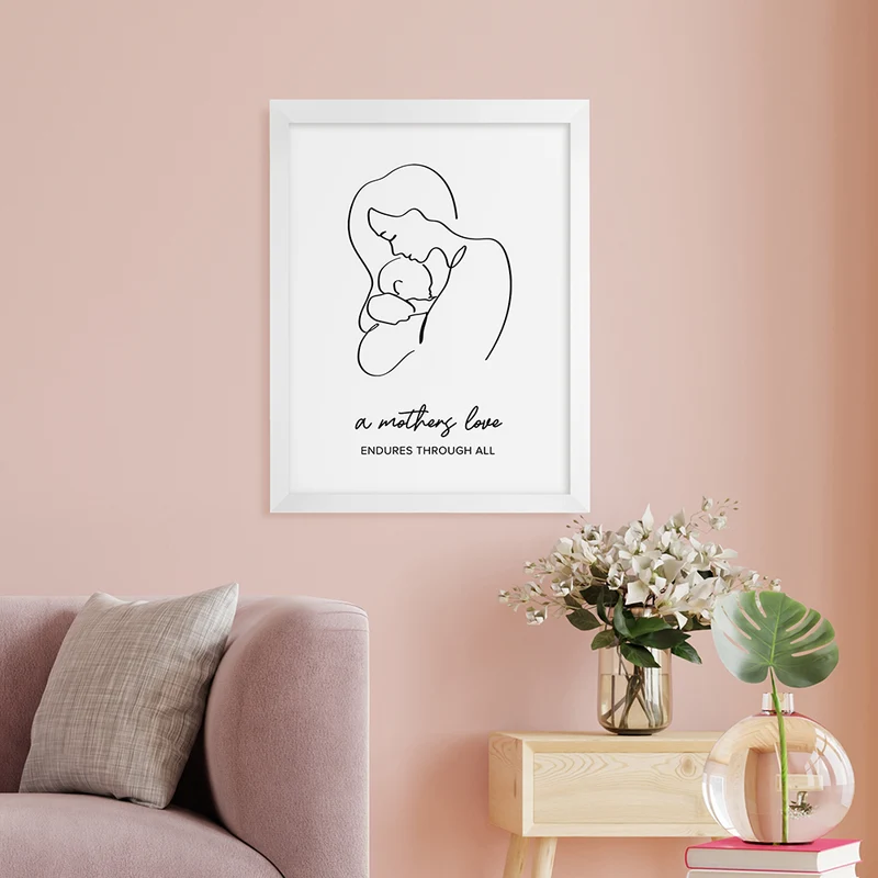 Personalised Personalised Line Art New Mum and Babys Love Print