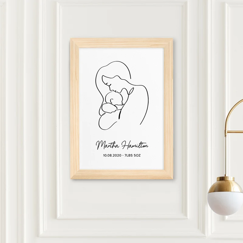 Personalised Personalised Line Art New Mum and Babys Love Print