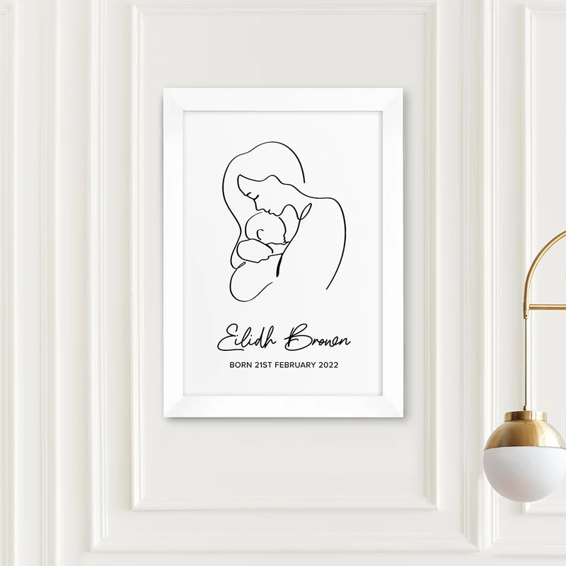 Personalised Personalised Line Art New Mum and Babys Love Print