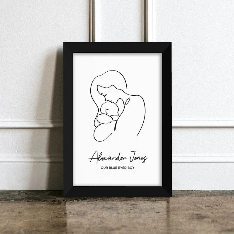 Personalised Personalised Line Art New Mum and Babys Love Print