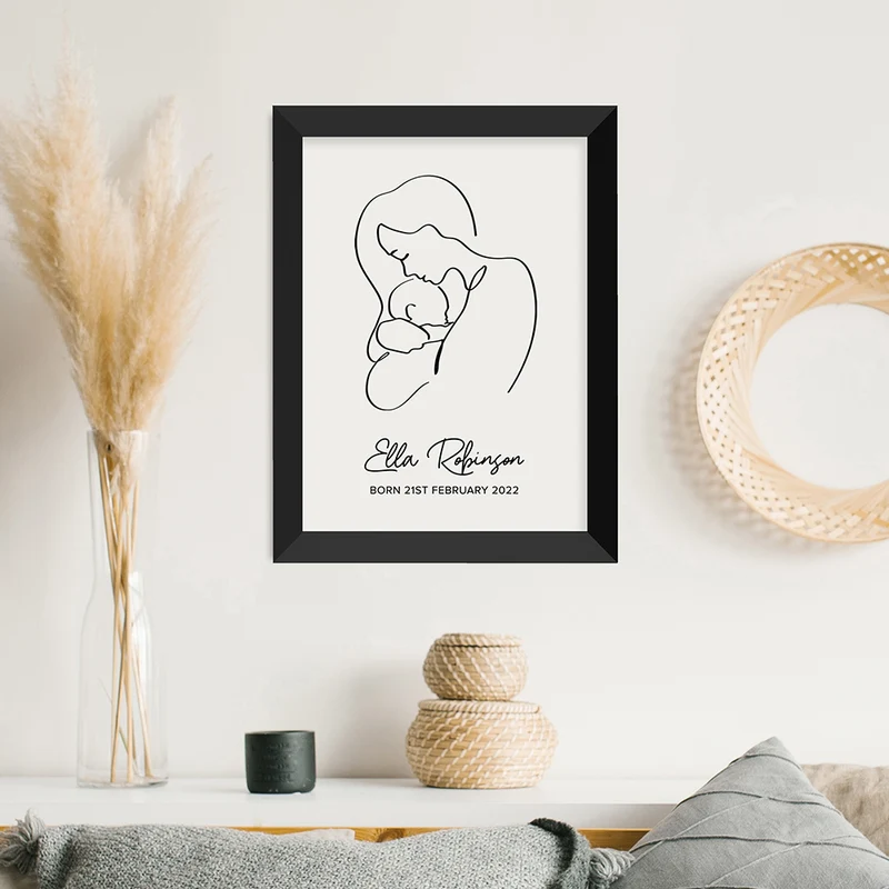 Personalised Personalised Line Art New Mum and Babys Love Print