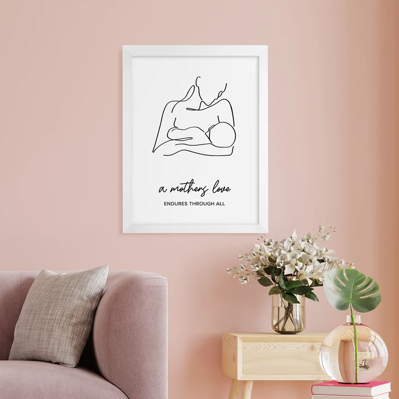 Personalised Personalised Line Art New Mum and Baby Feeding Print