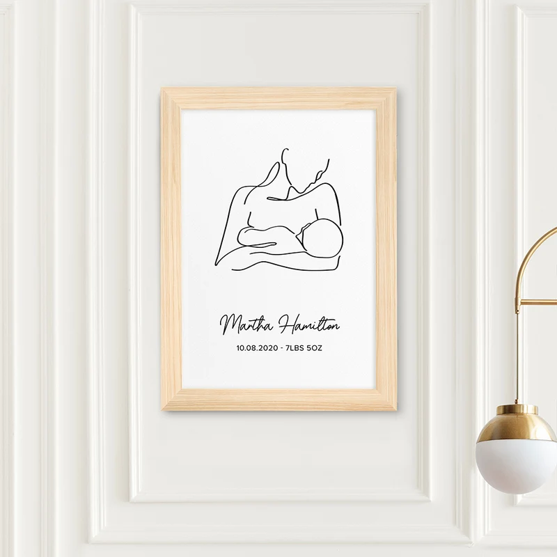 Personalised Personalised Line Art New Mum and Baby Feeding Print