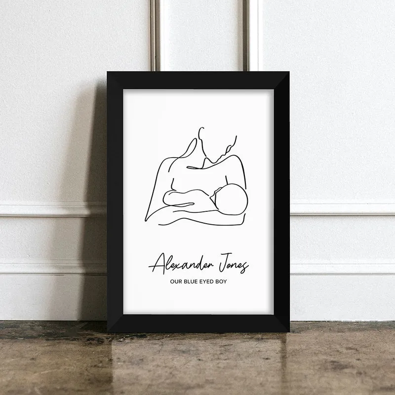 Personalised Personalised Line Art New Mum and Baby Feeding Print