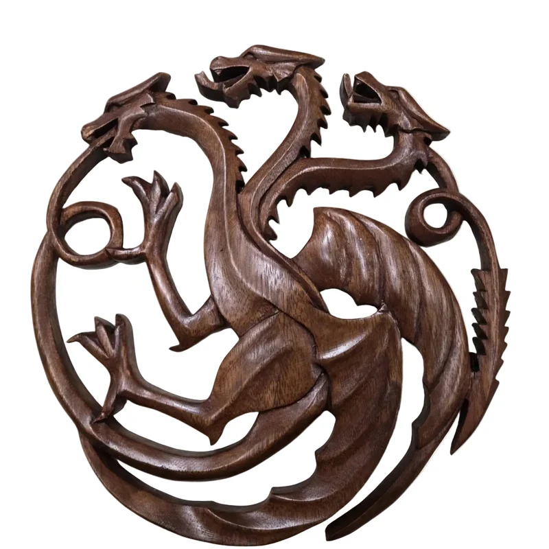 Three Headed Dragon Carving