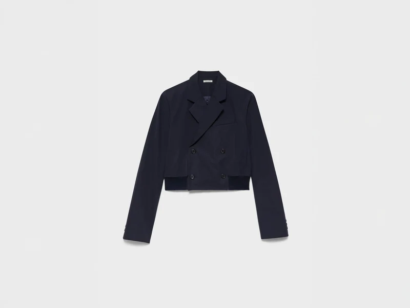 WOMENS CROPPED BLAZER IN NAVY