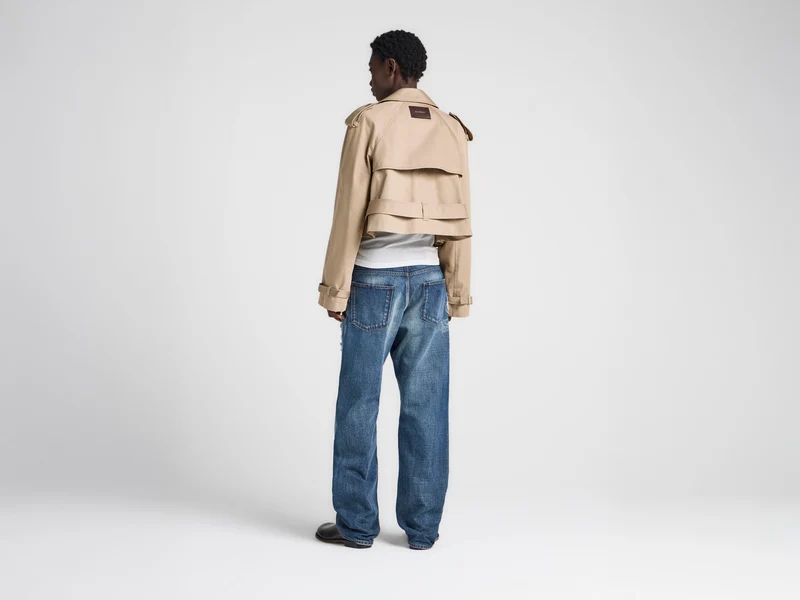 WOMENS CROPPED TRENCH IN BEIGE