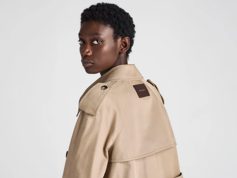 WOMENS CROPPED TRENCH IN BEIGE
