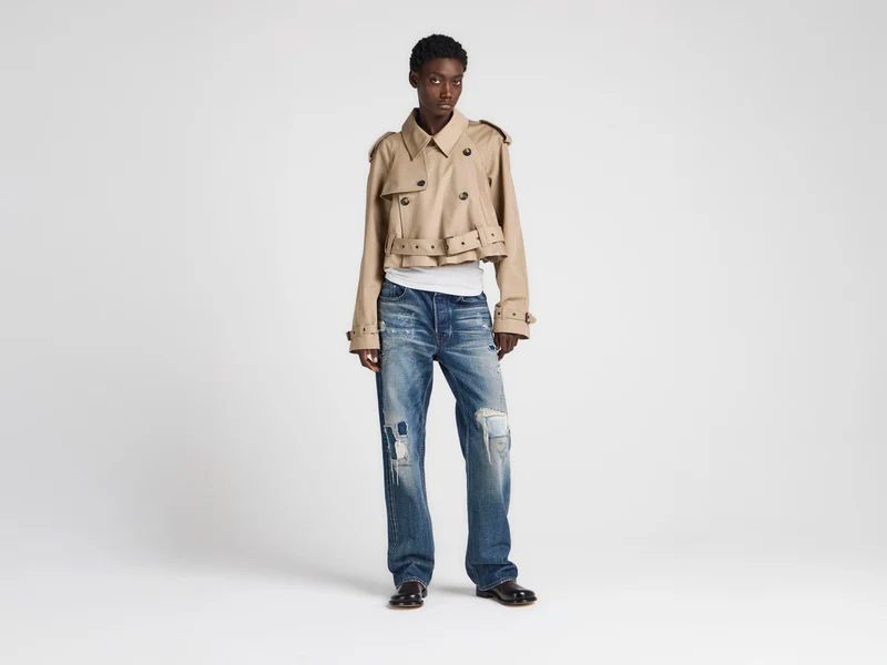WOMENS CROPPED TRENCH IN BEIGE