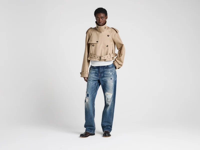 WOMENS CROPPED TRENCH IN BEIGE