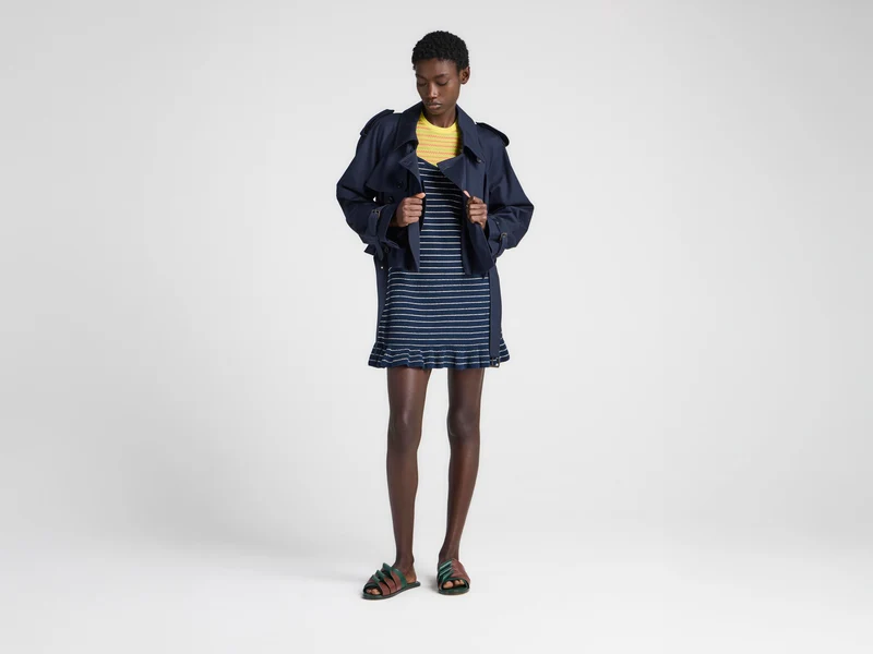 WOMENS CROPPED TRENCH IN NAVY