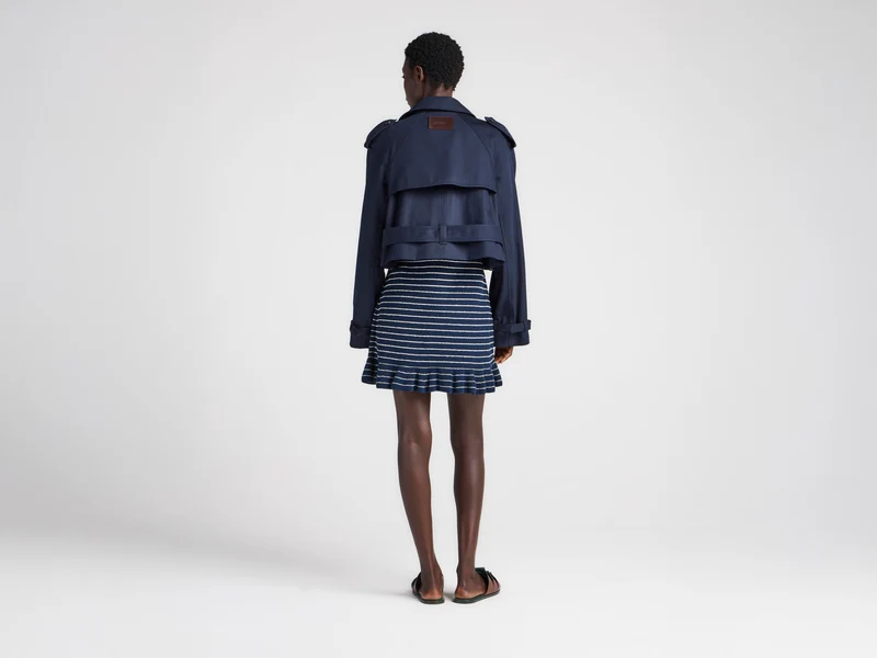 WOMENS CROPPED TRENCH IN NAVY