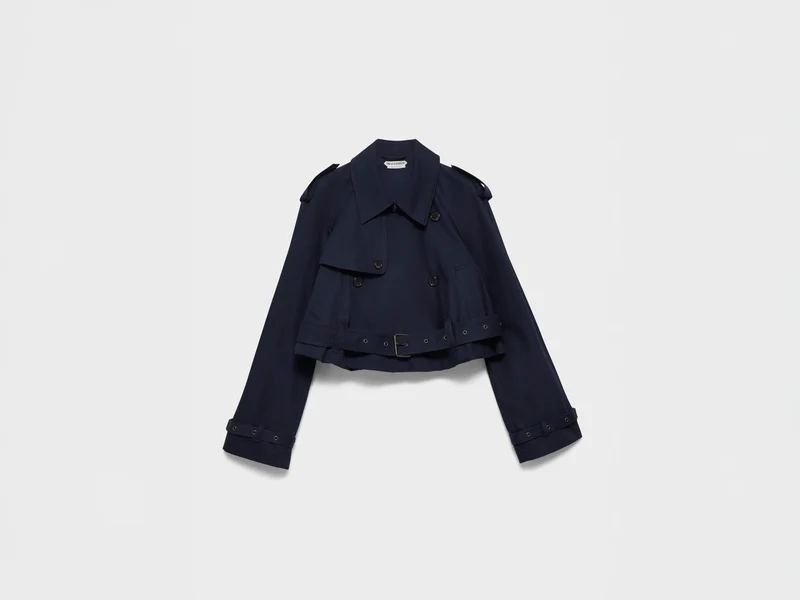 WOMENS CROPPED TRENCH IN NAVY