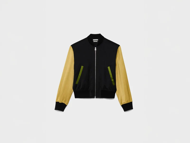MENS SATIN BLOUSON IN BLACK & MULTI