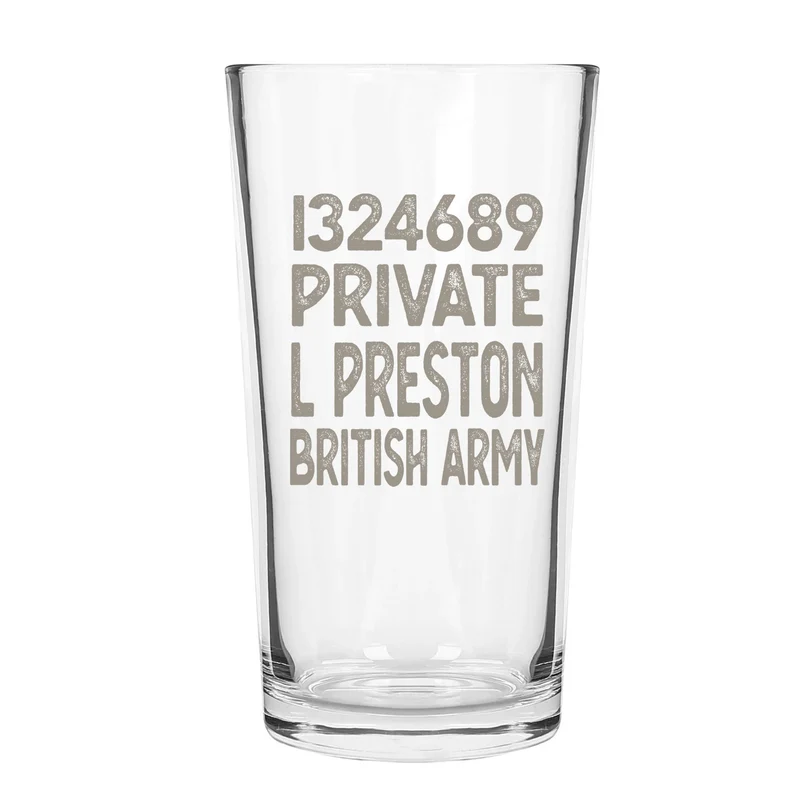 Military Engraved Conical Pint Glass – 568ml