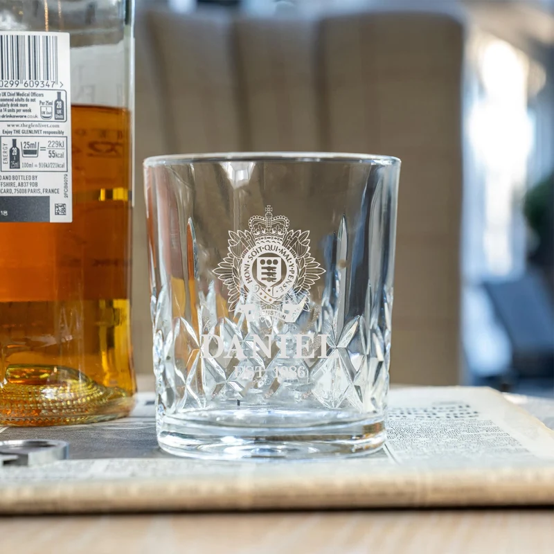 Military Engraved Lead Crystal Whisky Tumbler – Flamenco