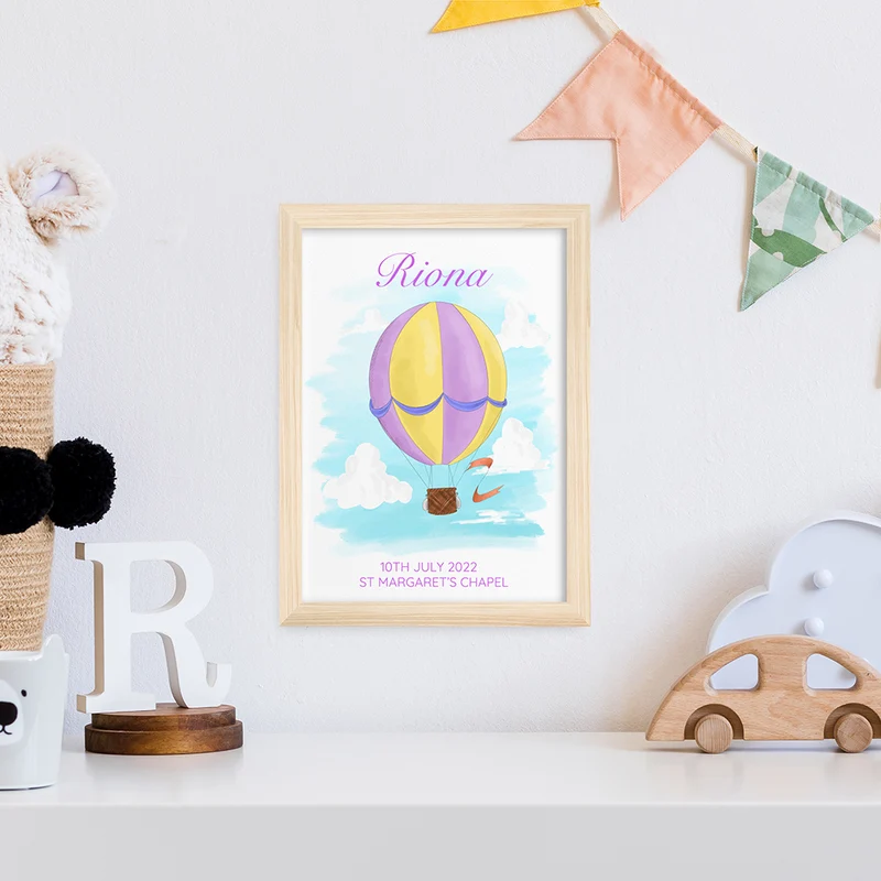 Personalised Personalised Hot Air Balloon Framed Print