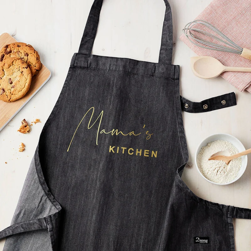 Personalised Personalised Grey Denim Kitchen Apron