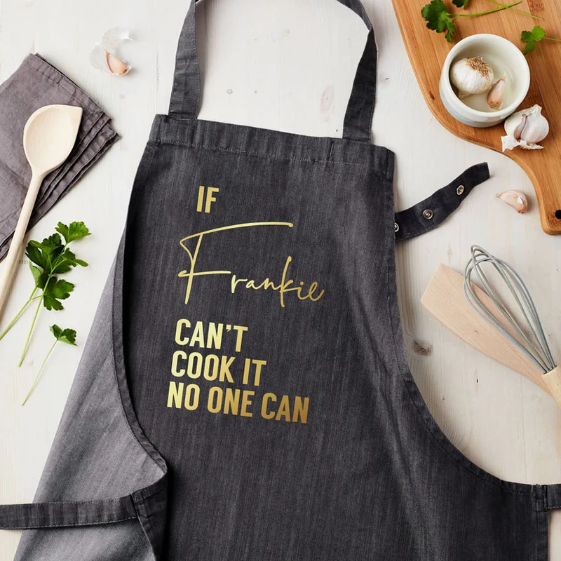 Personalised Personalised Grey Denim Can Cook It Apron