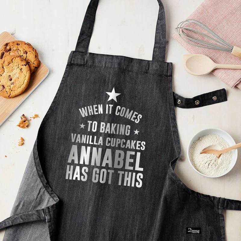 Personalised Personalised Grey Denim Baking Apron