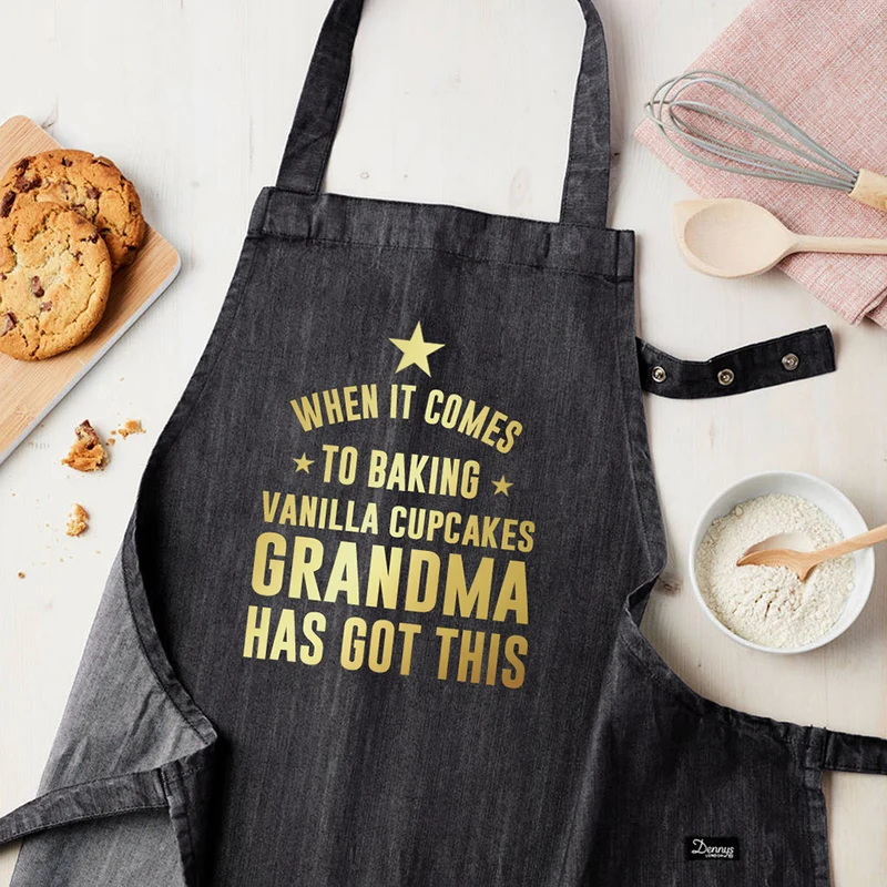Personalised Personalised Grey Denim Baking Apron