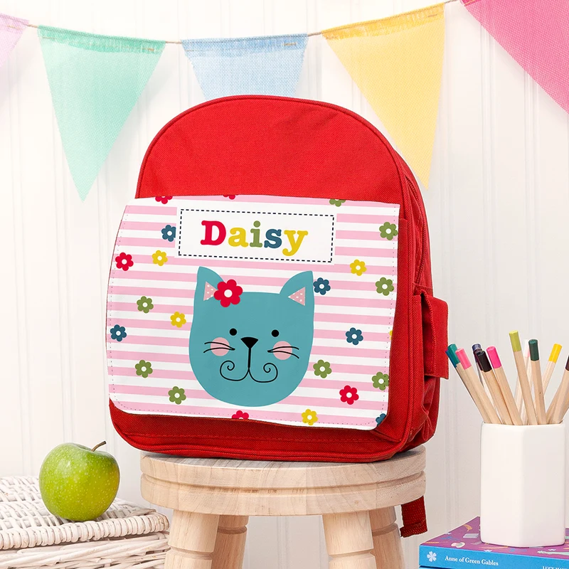 Personalised Personalised Girl's Red Mini Rucksack