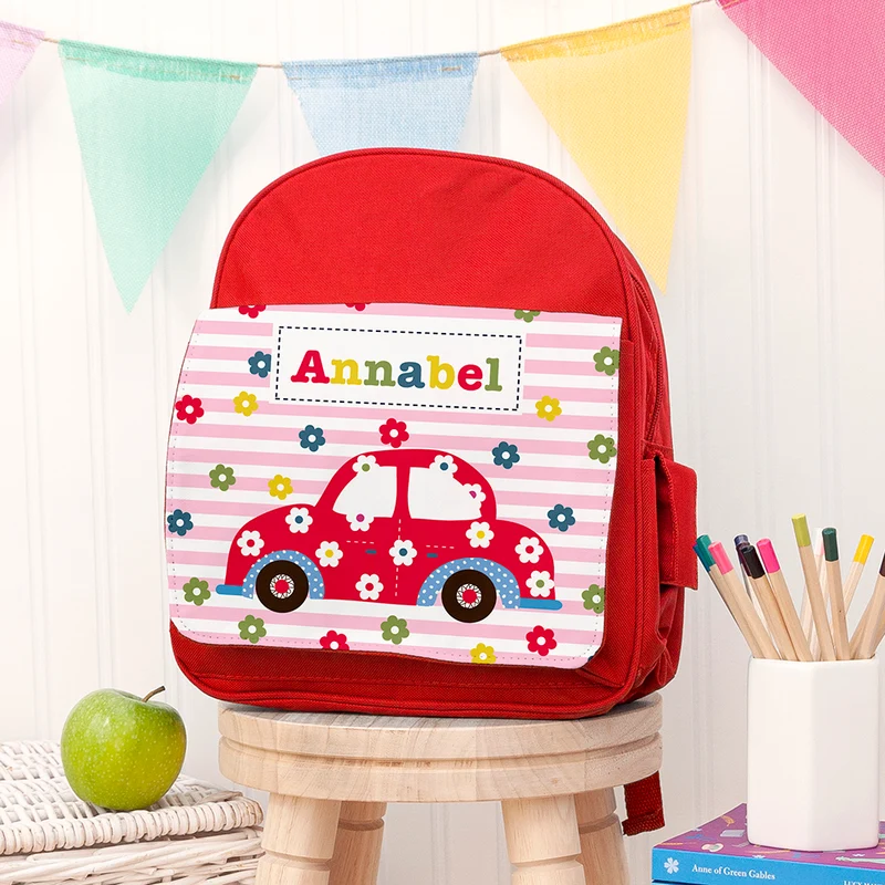 Personalised Personalised Girl's Red Mini Rucksack