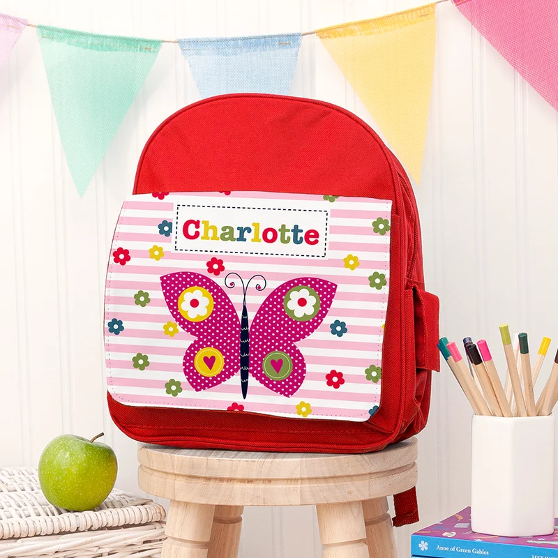 Personalised Personalised Girl's Red Mini Rucksack
