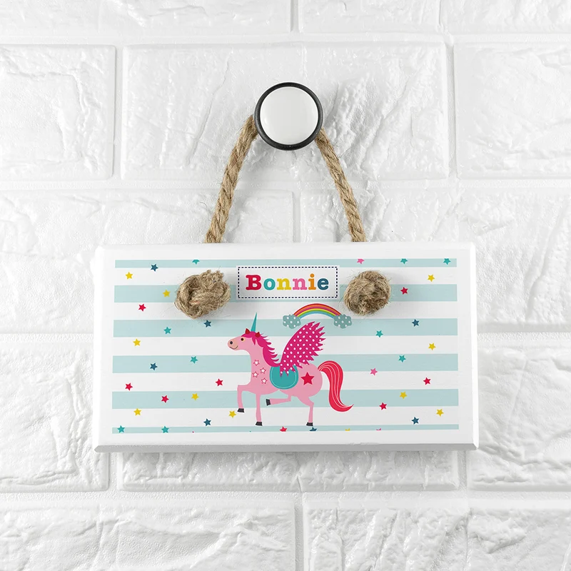Personalised Personalised Kid's Unicorn White Door Sign