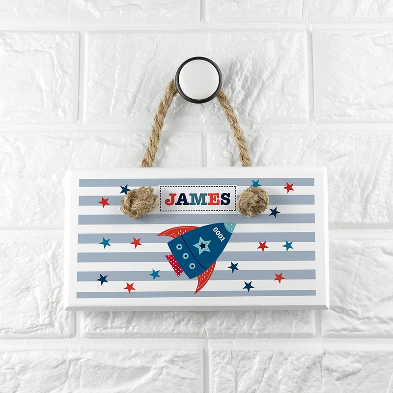 Personalised Personalised Kid's Rocket White Door Sign