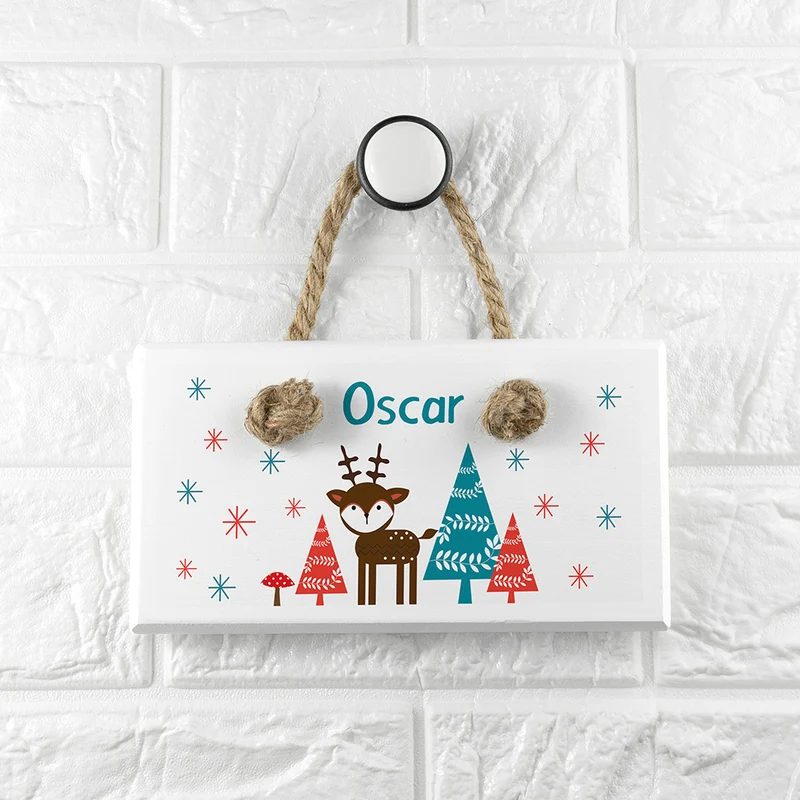 Personalised Personalised Kid's Reindeer White Door Sign