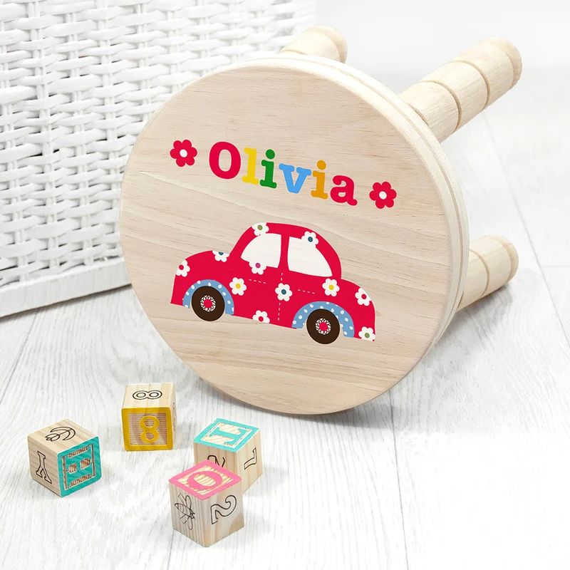 Personalised Personalised Kid's Cute Car Wooden Stool