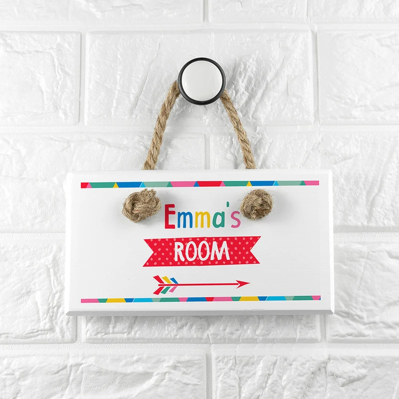 Personalised Personalised Kid's Colourful White Door Sign