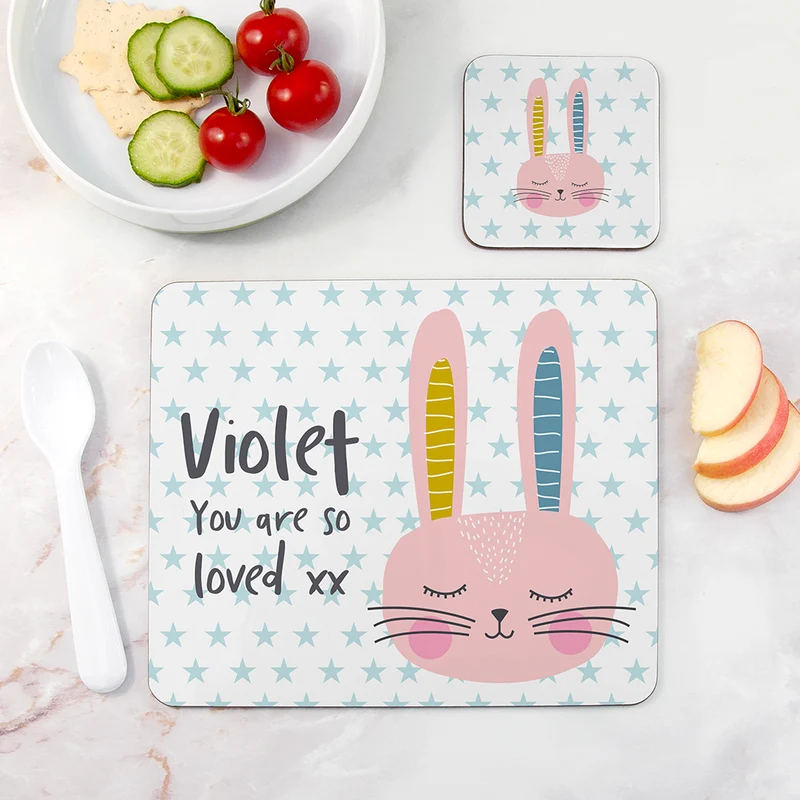 Personalised Personalised Kid's Bunny Rabbit Placemat Set