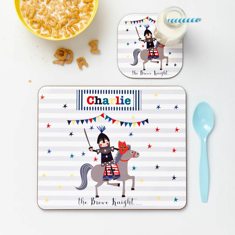 Personalised Personalised Kid's Brave Knight Placemat Set