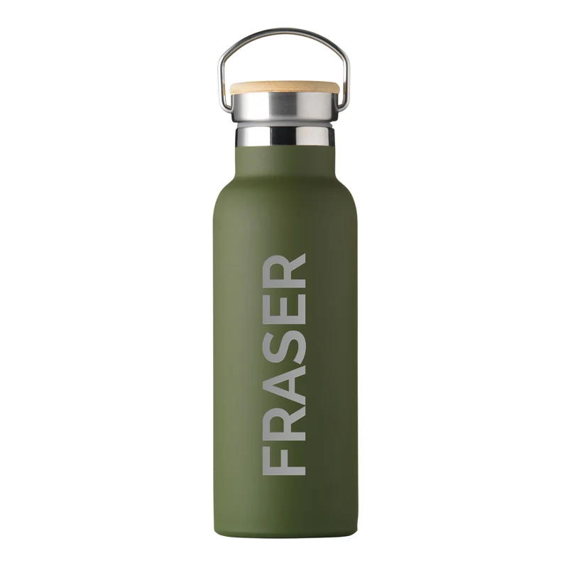 Personalised Personalised Insulated Bottle 17oz Bamboo Lid - Side Personalisation