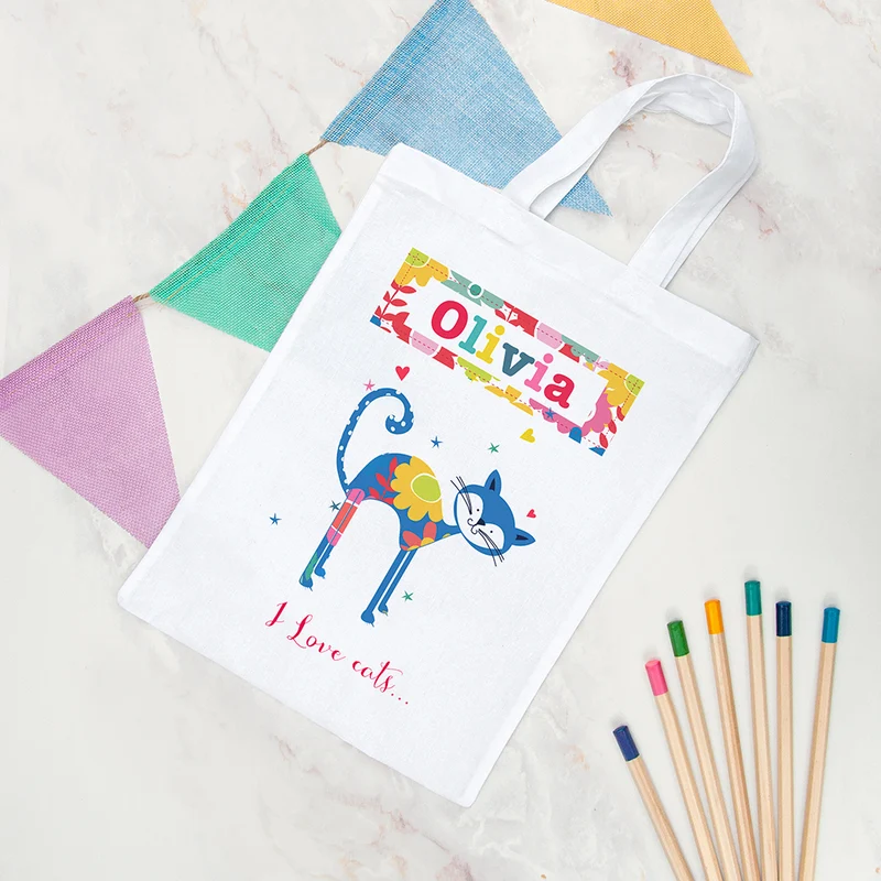 Personalised Personalised I Love Pets Fabric Party Bag