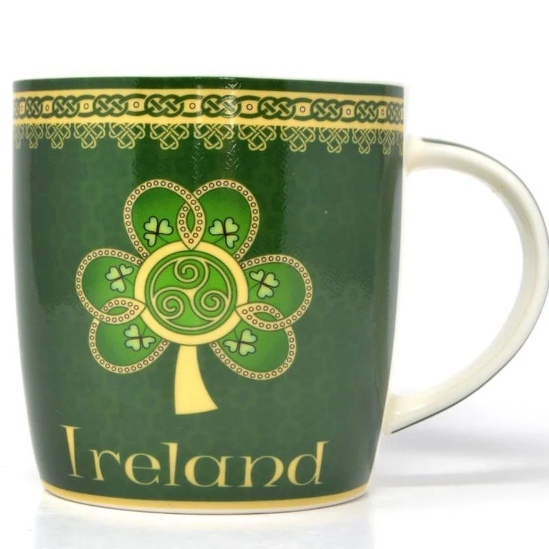 Set of 4 Bone China Mugs with Shamrock