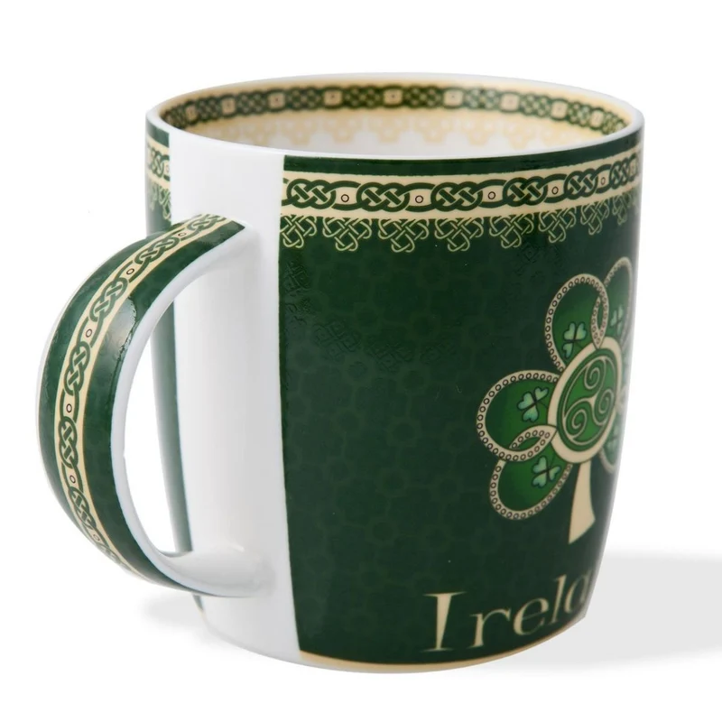 Set of 4 Bone China Mugs with Shamrock