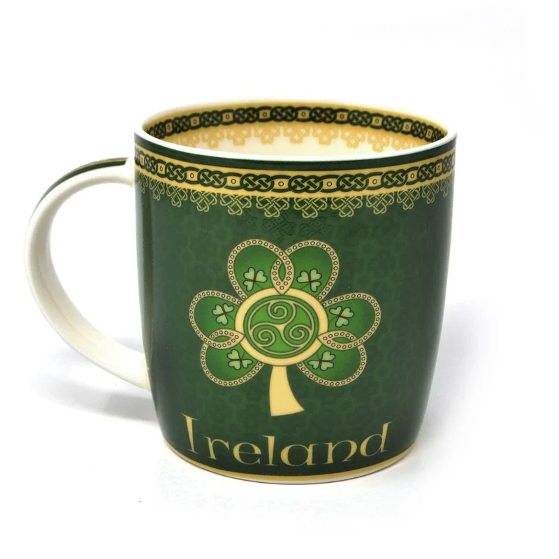 Set of 4 Bone China Mugs with Shamrock