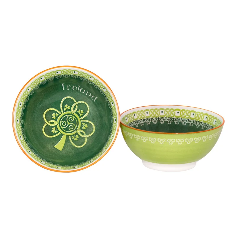 New Bone China Green Irish Shamrock Bowl Set of 2