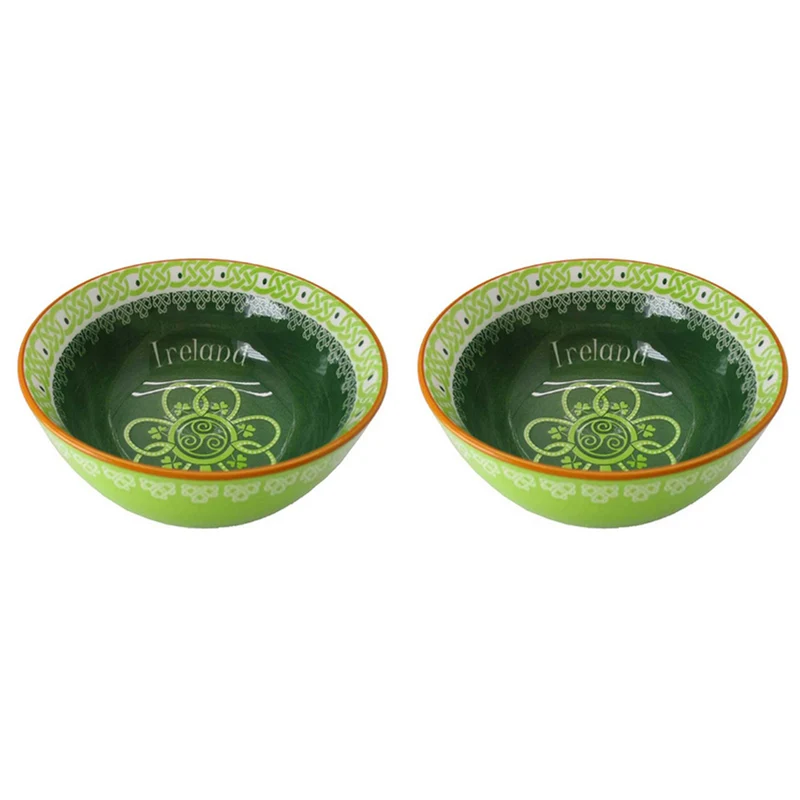 New Bone China Green Irish Shamrock Bowl Set of 2