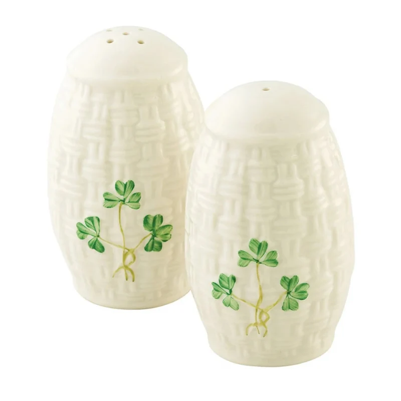 Belleek Shamrock Salt & Pepper Shaker Set