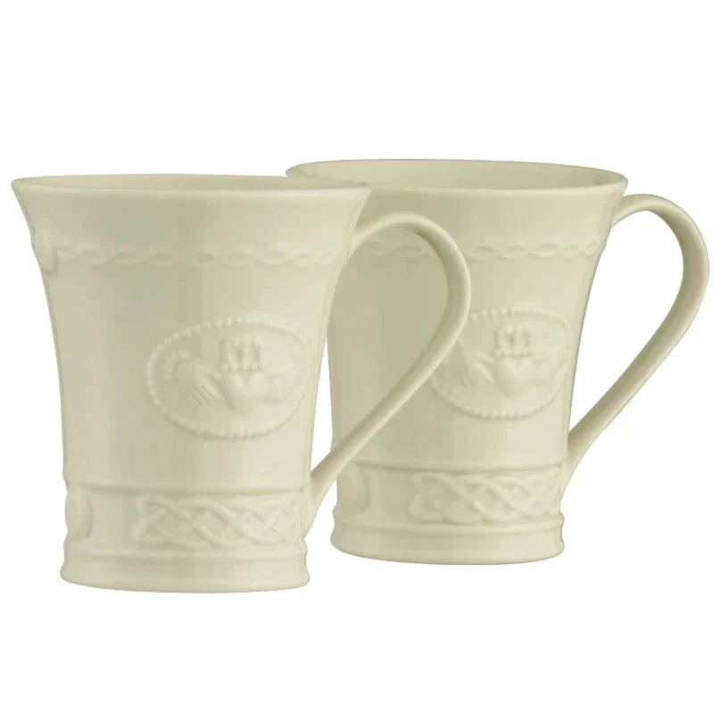 Set of 2 Belleek Claddagh Mugs