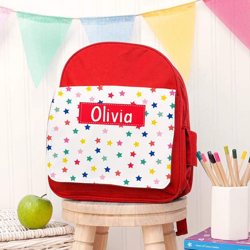 Personalised Personalised Girl's Patterned Red Rucksack