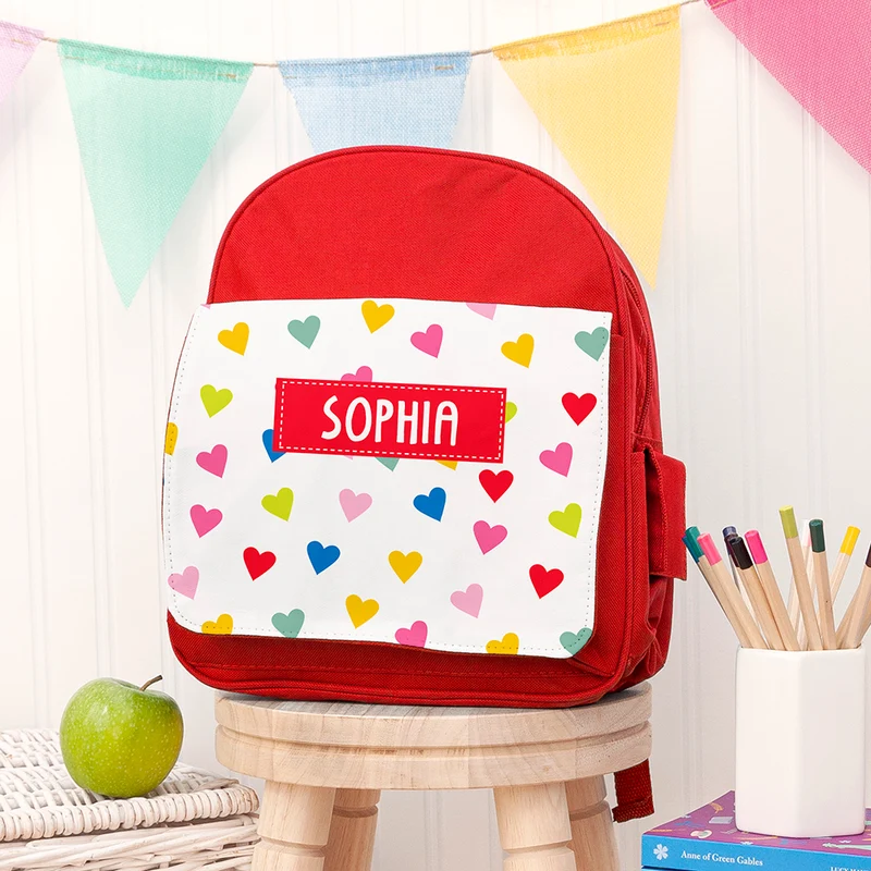 Personalised Personalised Girl's Patterned Red Rucksack